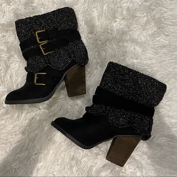 Not Rated Black Sweater Boots with Heels size 7 - Picture 4 of 4